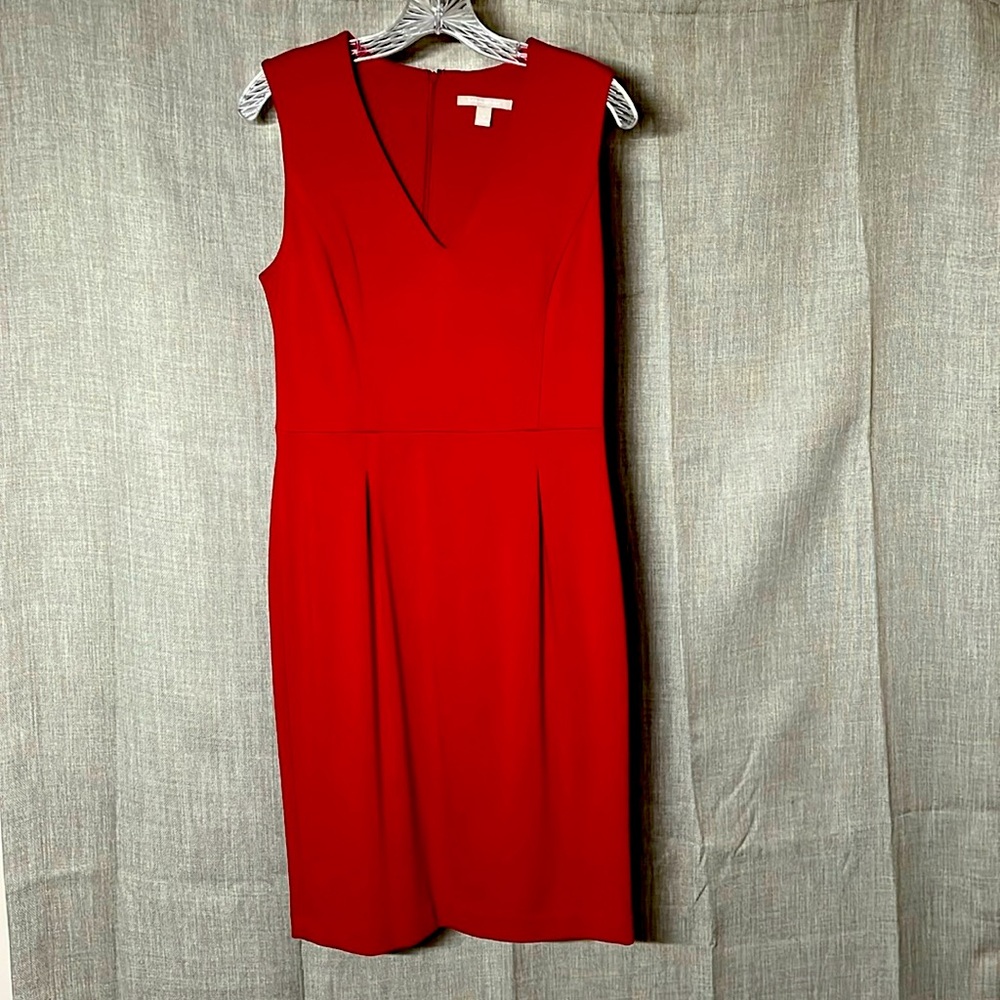 Cherry red Banana Republic dress with princess seaming
